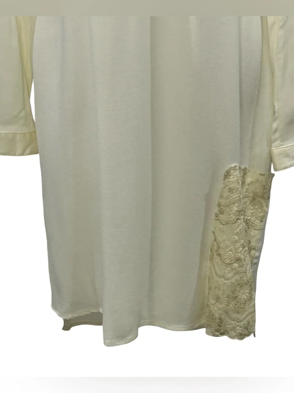 Tiny Ivory Boho Festival Shirt Dress Embroidered Lace XS S Country Cottagecore - Picture 8 of 16